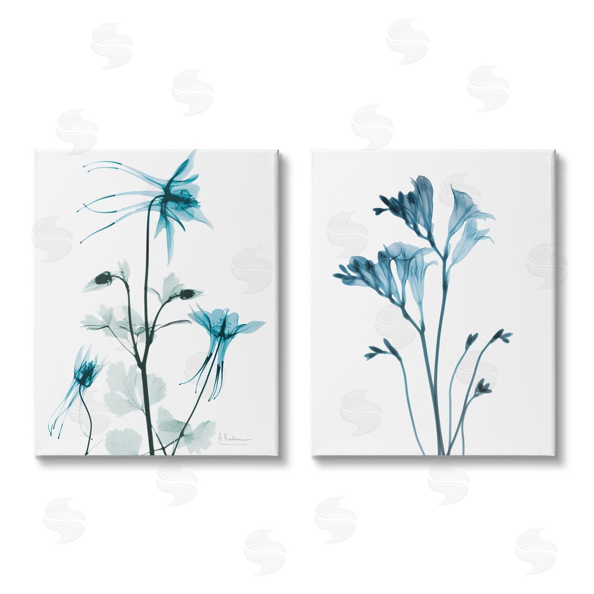 Albert Koetsier Beautiful Minimalist Blue Flower Plant Stem Canvas Wall Art Print