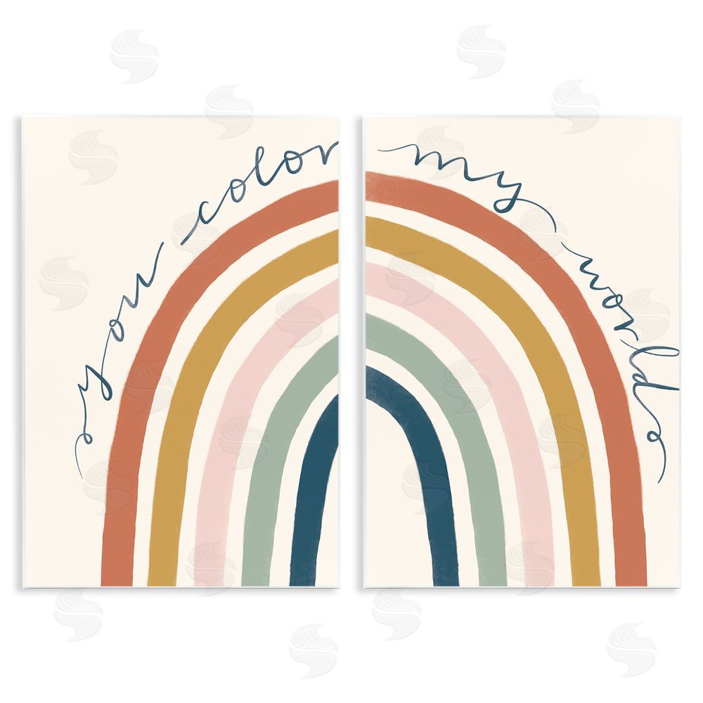 Deborah Curiel Rainbow Script Phrase Design Illustration  Wooden Wall Plaque Art Print