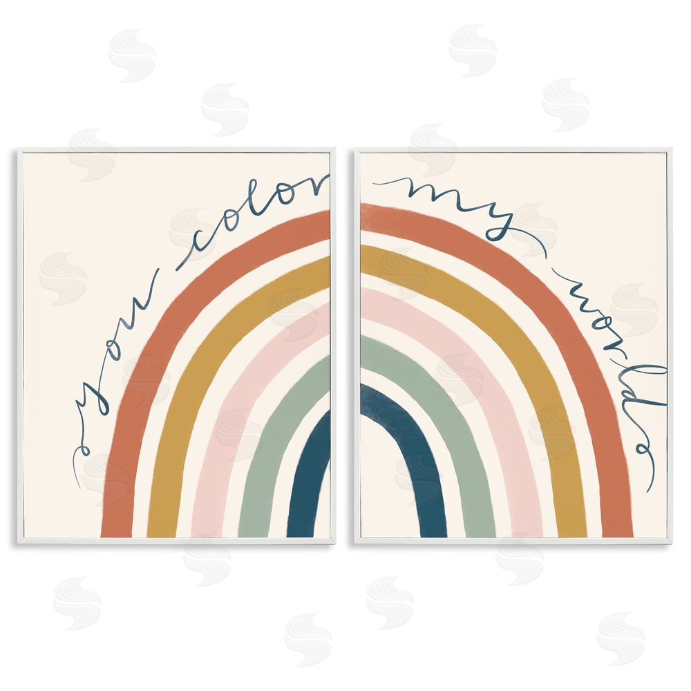 Deborah Curiel Rainbow Script Phrase Design Illustration  White Framed Giclee Wall Art Print