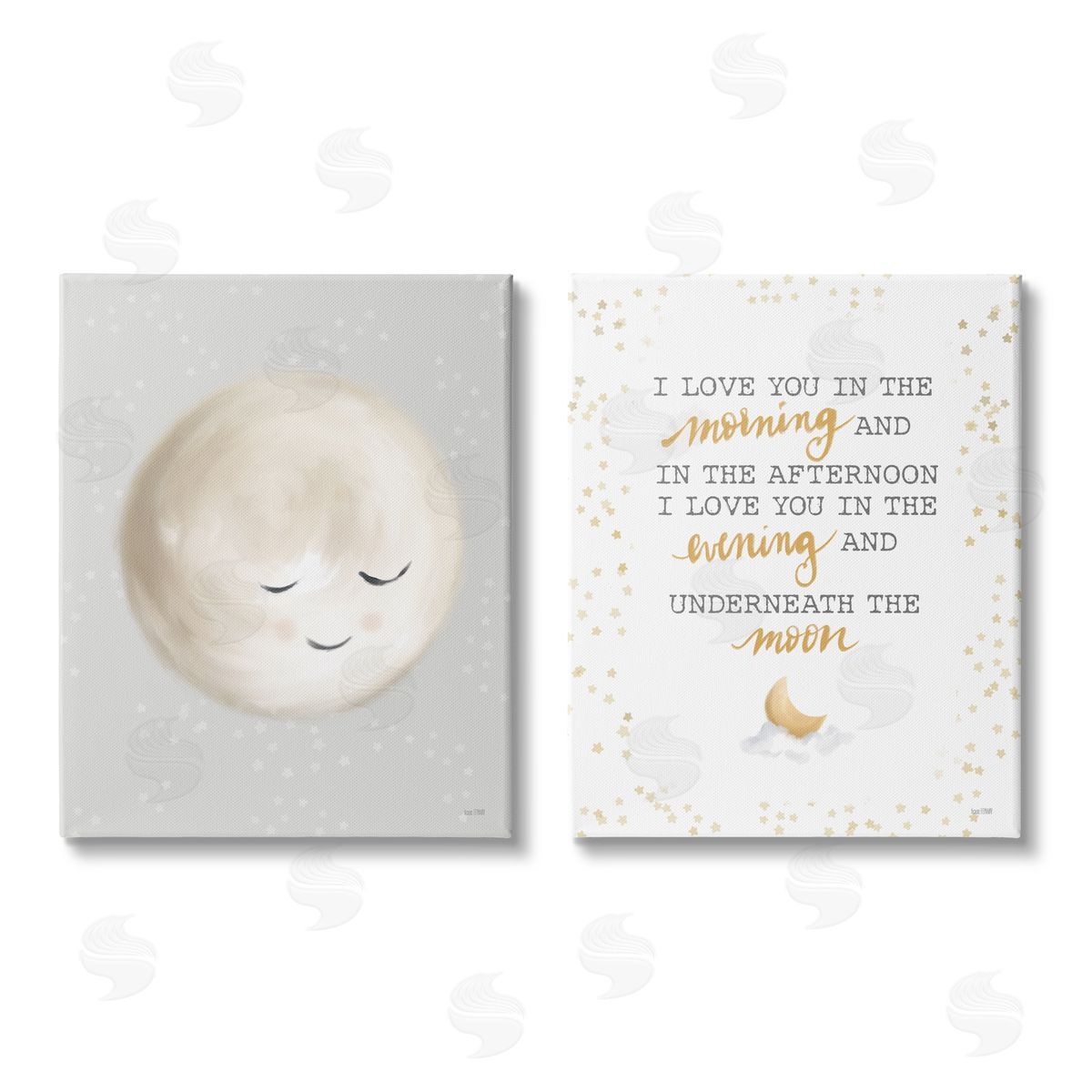House Fenway Adorable I Love You Moon Quote Illustration  Canvas Wall Art Print