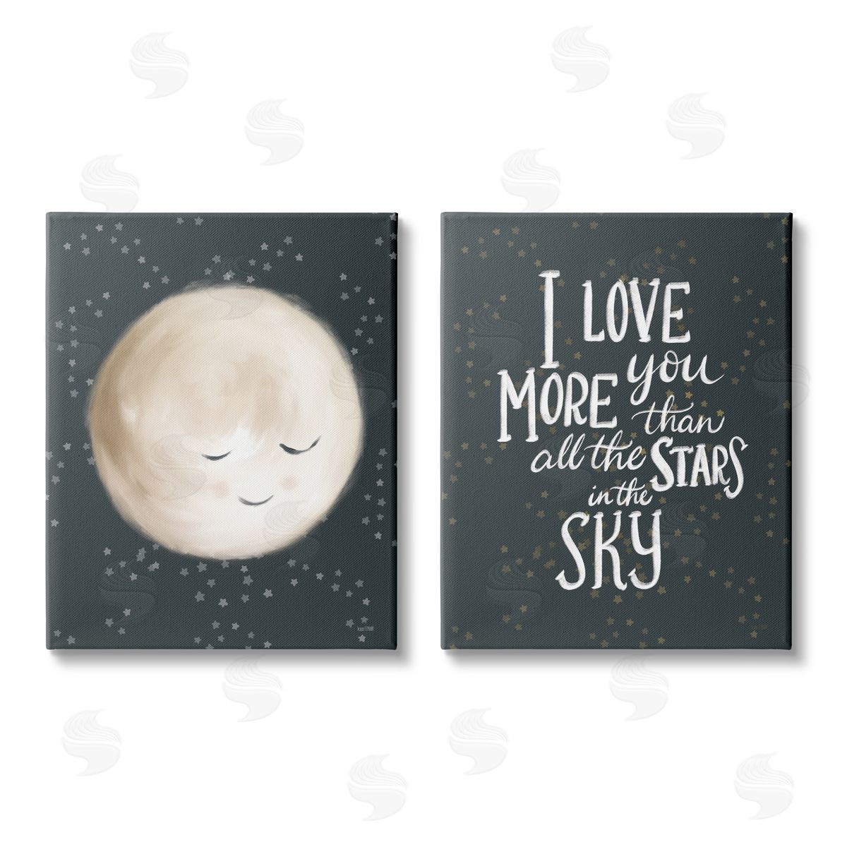 House Fenway Cute Moon Starry Night Sky I Love You Phrase  Canvas Wall Art Print
