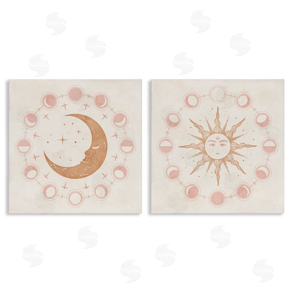 Nina Blue Celestial Sun Moon Phases Astrology  Canvas Wall Art Print