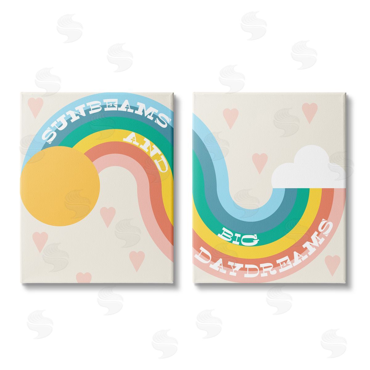 Stupell Studio Rainbow Cloud Daydream Quote Heart Patten Design Canvas Wall Art Print