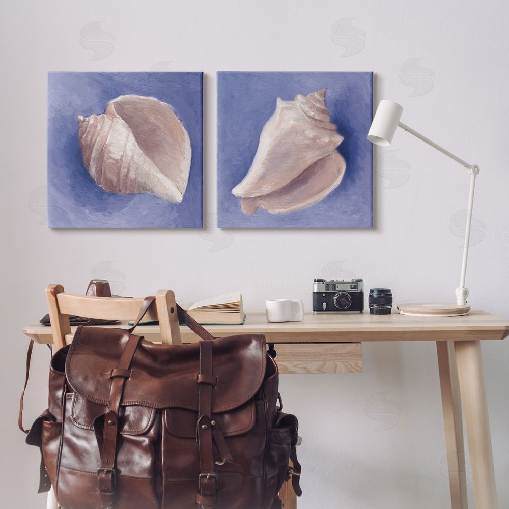 Lanie Loreth Simple Classic Seashell Conch Still Life Canvas Wall Art Print in Room