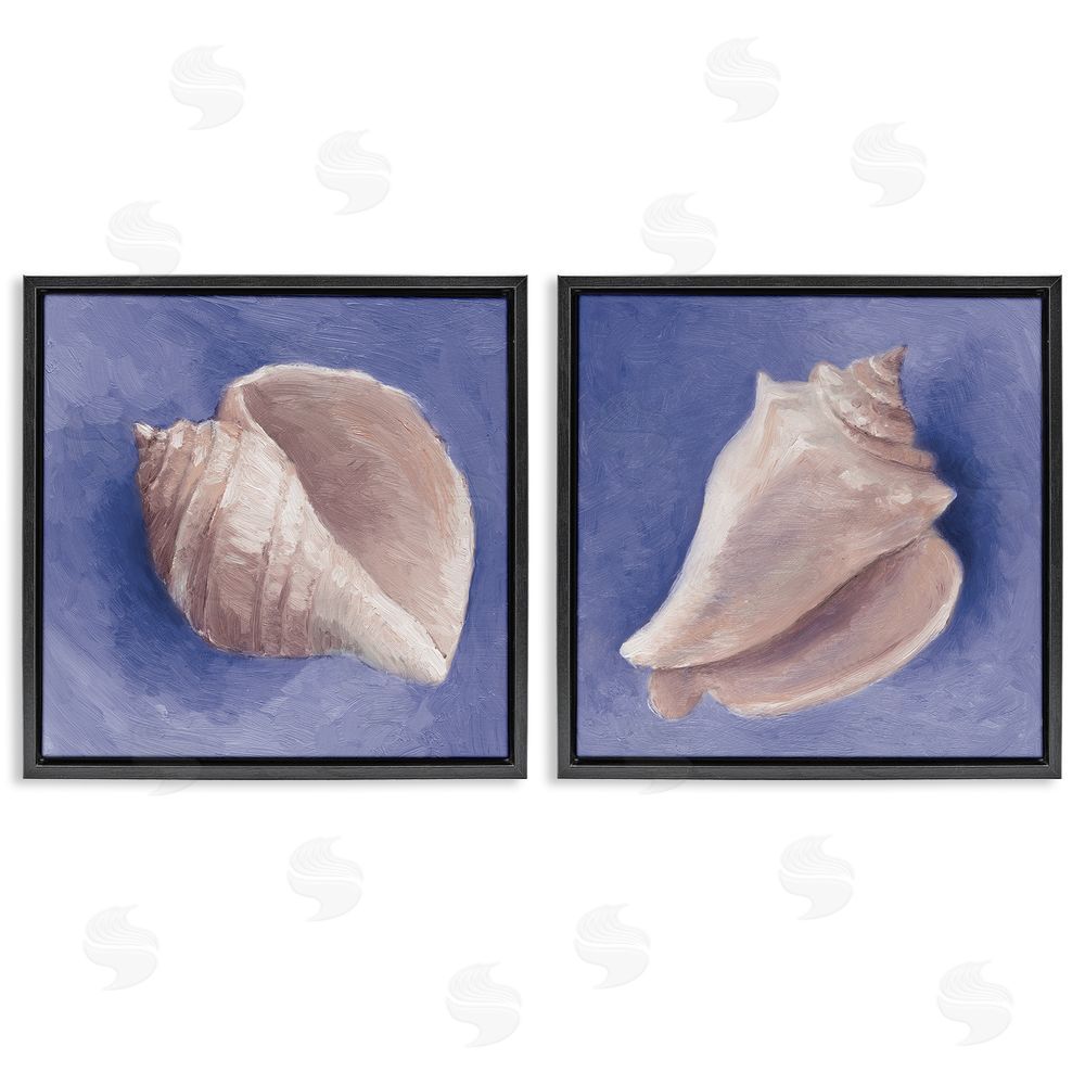 Lanie Loreth Simple Classic Seashell Conch Still Life Black Floating Frame Canvas Wall Art Print