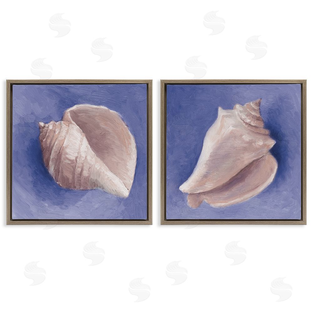 Lanie Loreth Simple Classic Seashell Conch Still Life Brown Floating Frame Canvas Wall Art Print
