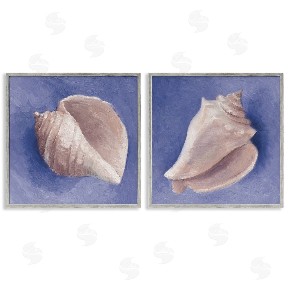 Lanie Loreth Simple Classic Seashell Conch Still Life Gray Framed Giclee Wall Art Print