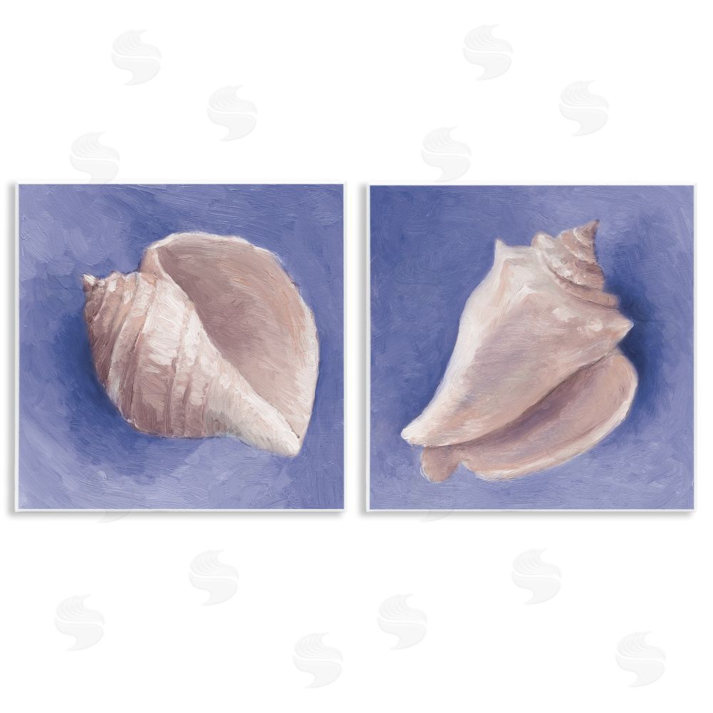 Lanie Loreth Simple Classic Seashell Conch Still Life Wooden Wall Plaque Art Print