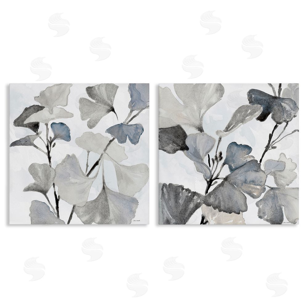 Lanie Loreth Elegant Monochromatic Plant Leaves  Canvas Wall Art Print