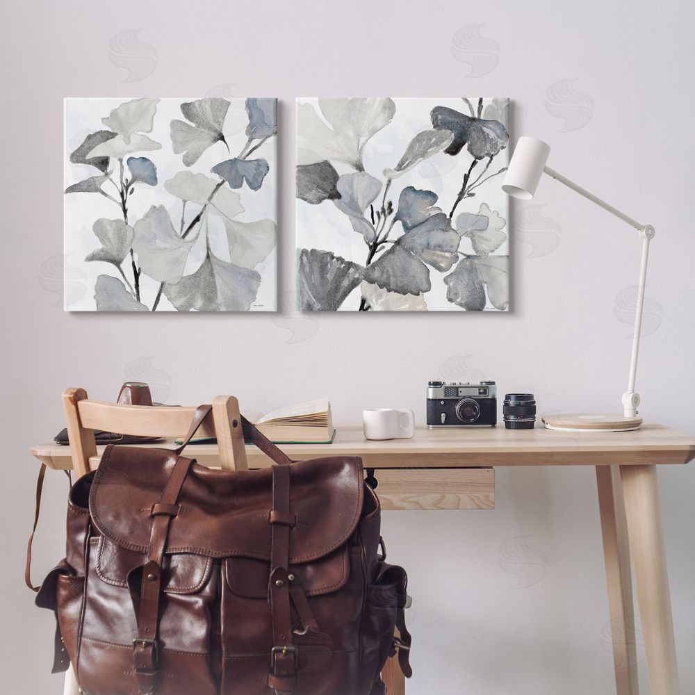 Lanie Loreth Elegant Monochromatic Plant Leaves  Canvas Wall Art Print in Room