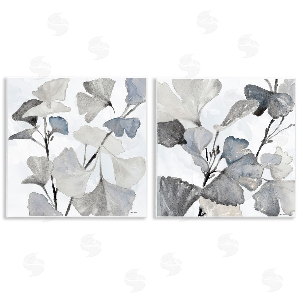 Lanie Loreth Elegant Monochromatic Plant Leaves  Wooden Wall Plaque Art Print