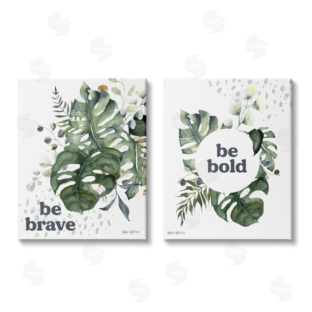 Valerie Wieners Bold & Brave Botanical Watercolor Monstera Canvas Wall Art Print