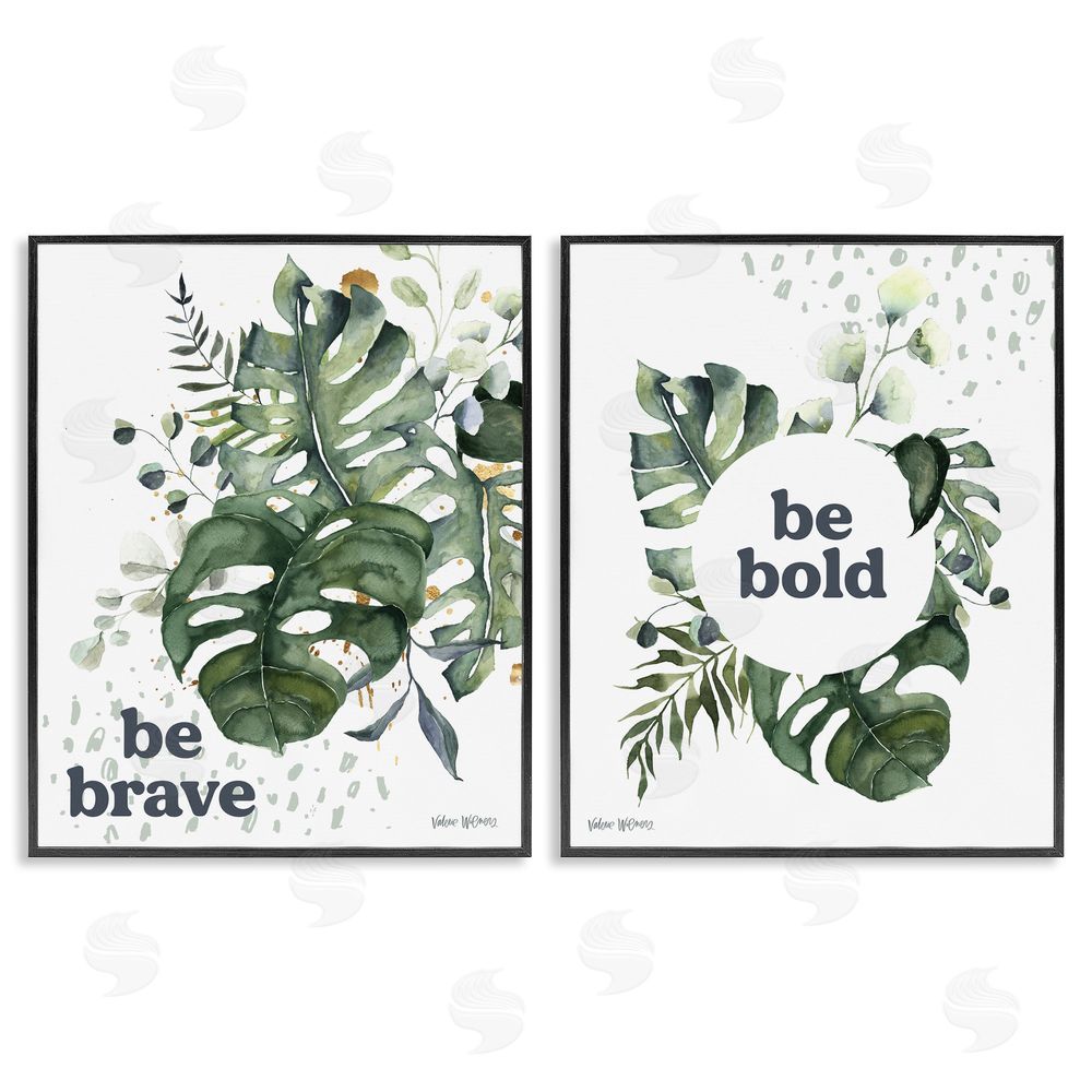 Valerie Wieners Bold & Brave Botanical Watercolor Monstera Black Framed Giclee Wall Art Print