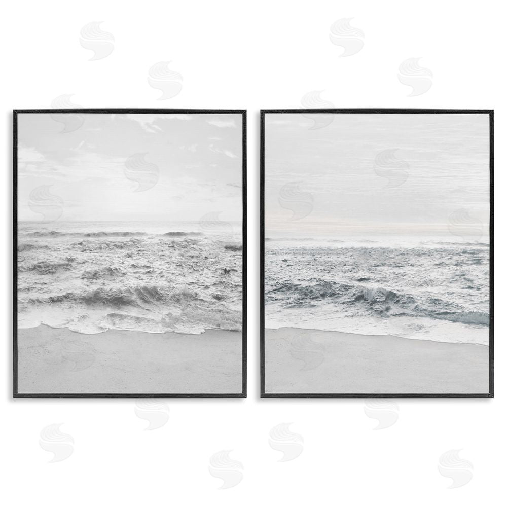 Natalie Carpentieri Rough White Shoreline Beach Waves Black Framed Giclee Wall Art Print