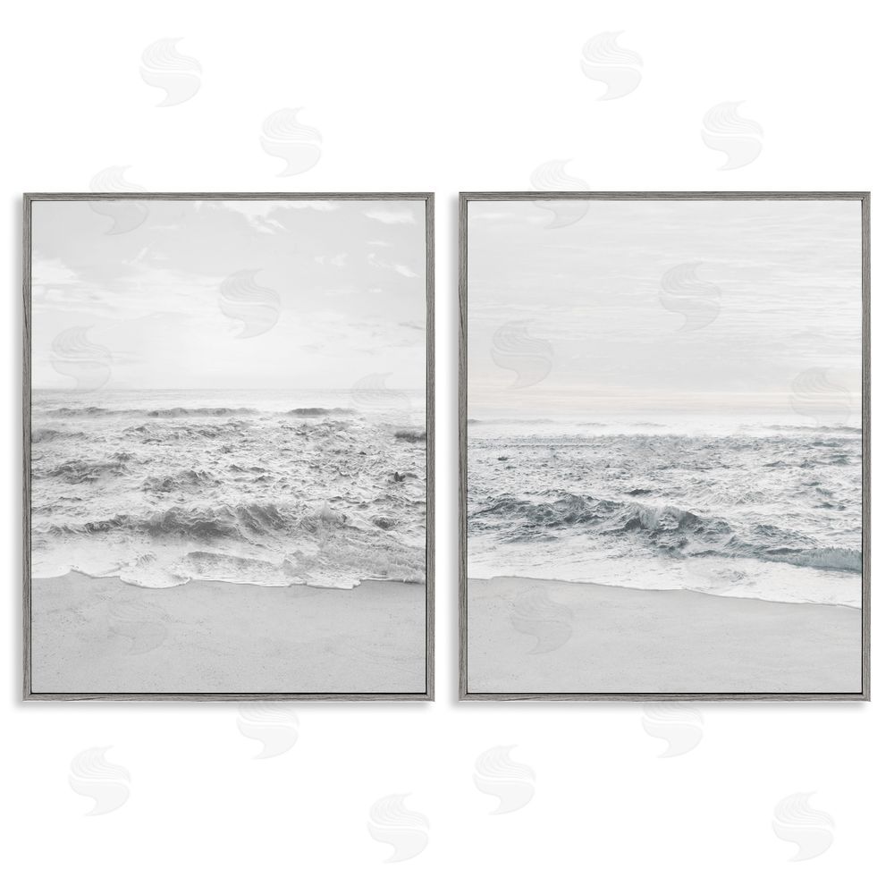 Natalie Carpentieri Rough White Shoreline Beach Waves Gray Framed Giclee Wall Art Print