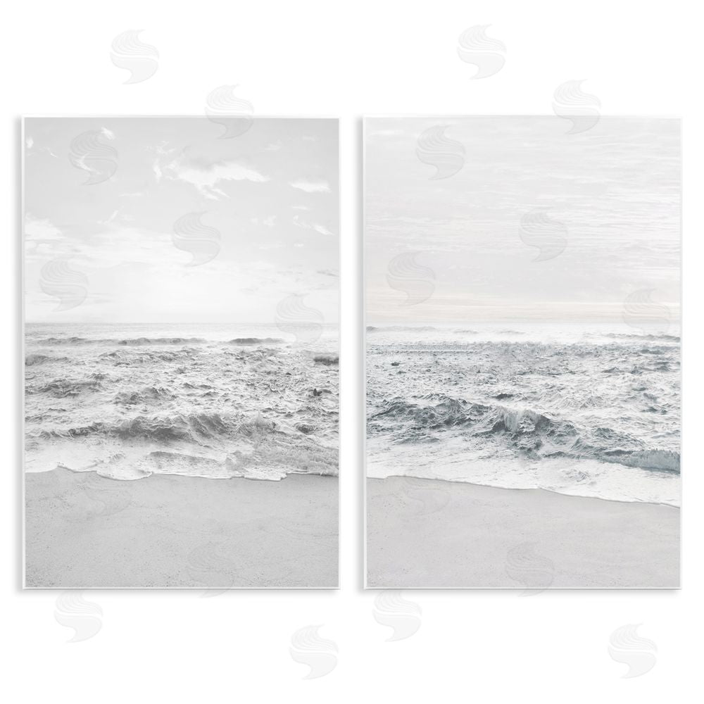 Natalie Carpentieri Rough White Shoreline Beach Waves Wooden Wall Plaque Art Print