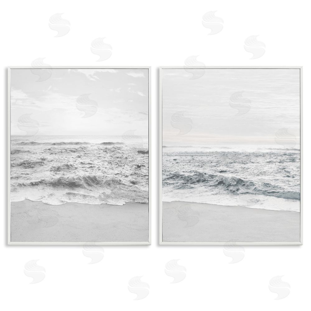 Natalie Carpentieri Rough White Shoreline Beach Waves White Framed Giclee Wall Art Print