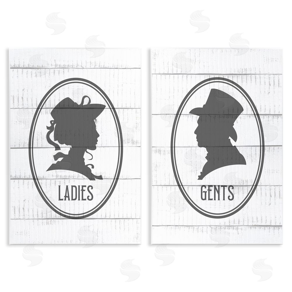 Kim Allen Vintage Ladies Gents Restroom Rustic Wooden Wall Plaque Art Print