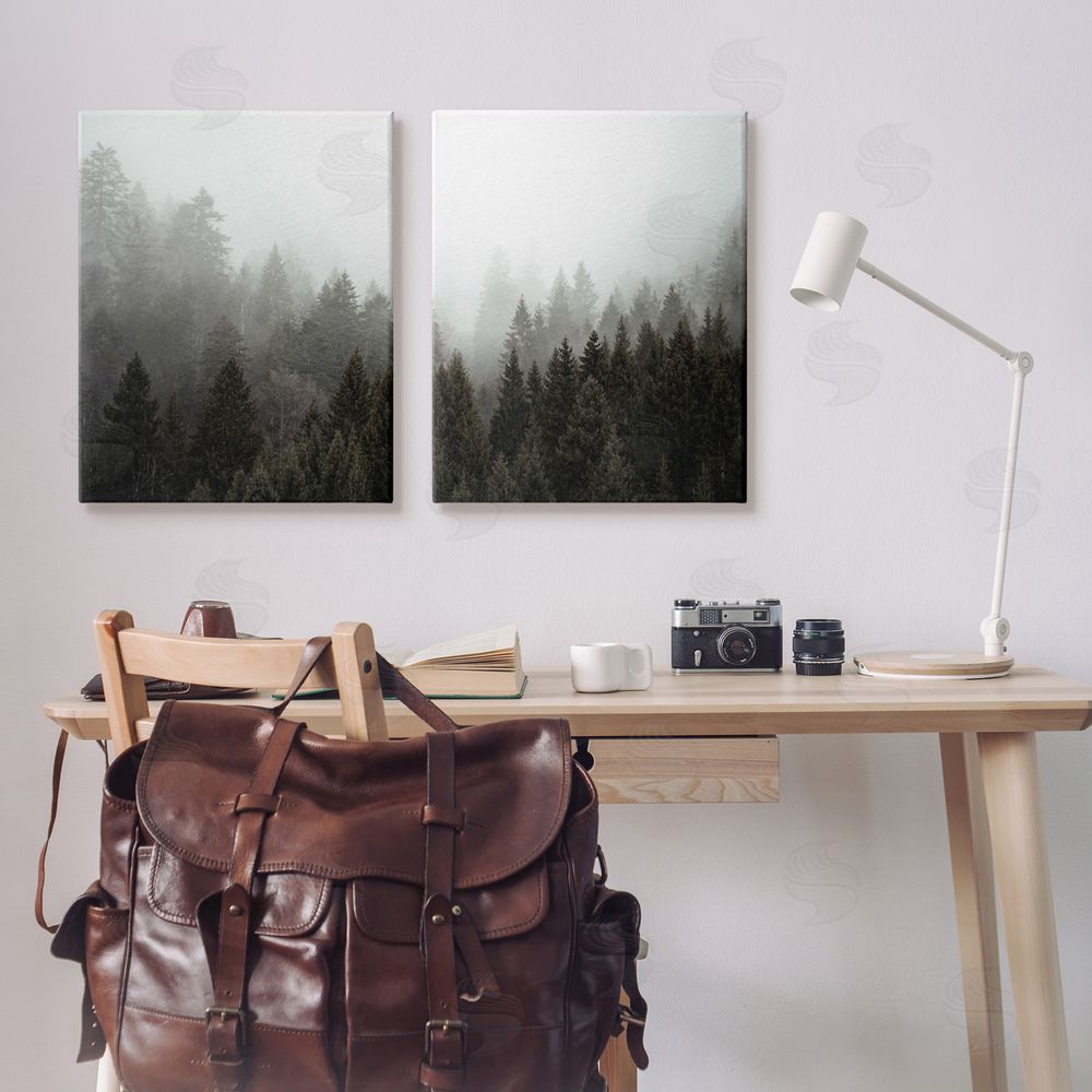 Kim Allen Serene Mountainous Forest Trees Nature Canvas Wall Art Print in Room