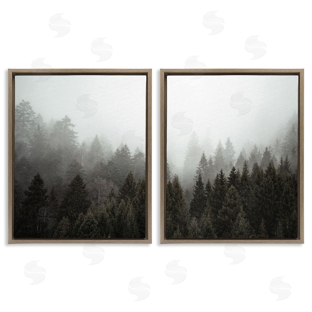 Kim Allen Serene Mountainous Forest Trees Nature Brown Floating Frame Canvas Wall Art Print