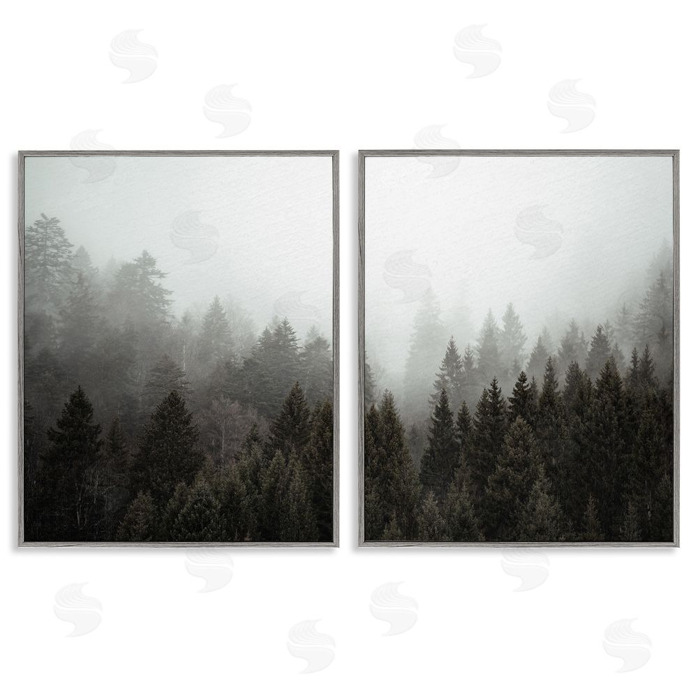 Kim Allen Serene Mountainous Forest Trees Nature Gray Framed Giclee Wall Art Print