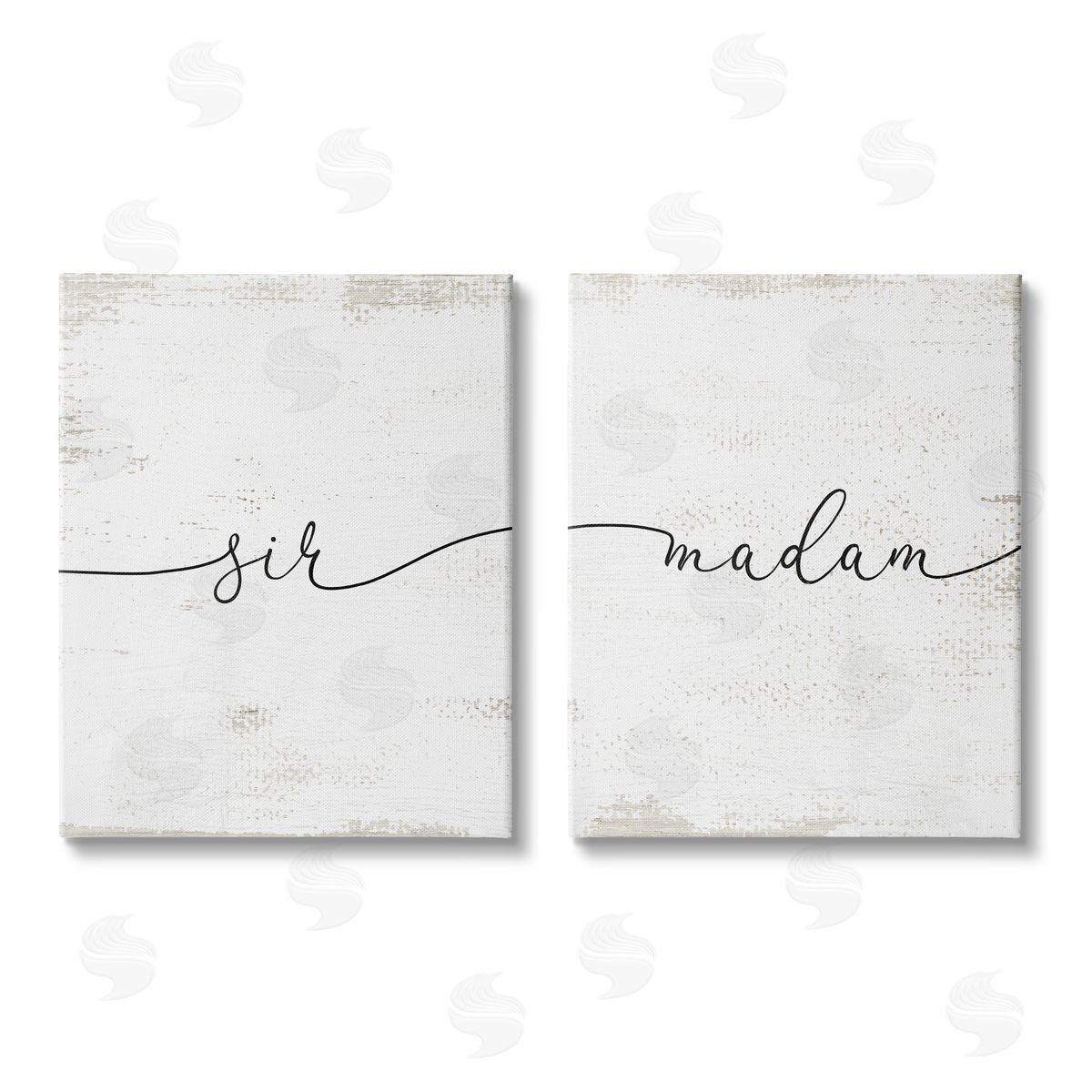 Stupell Studio Charming Madam & Sir Calligraphy Simple Rustic Canvas Wall Art Print