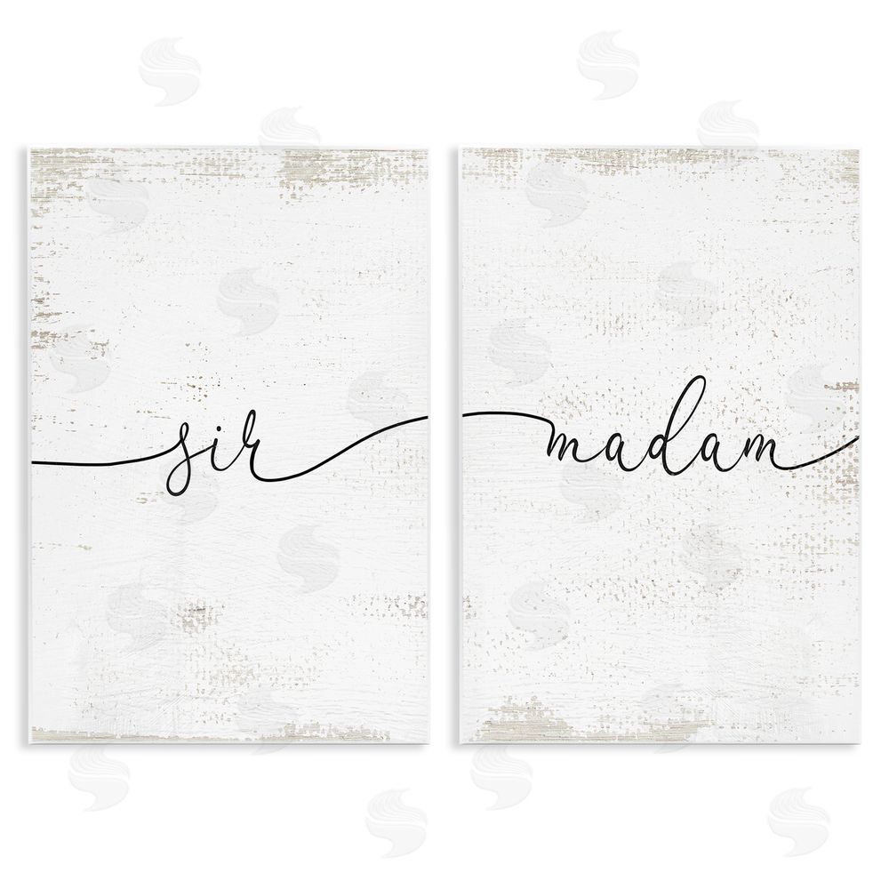 Stupell Studio Charming Madam & Sir Calligraphy Simple Rustic Wooden Wall Plaque Art Print