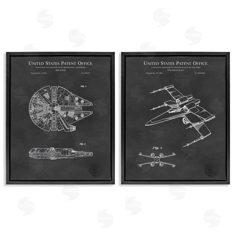 Karl Hronek Space Ships Science Fiction Pop Culture  Black Floating Frame Canvas Wall Art Print