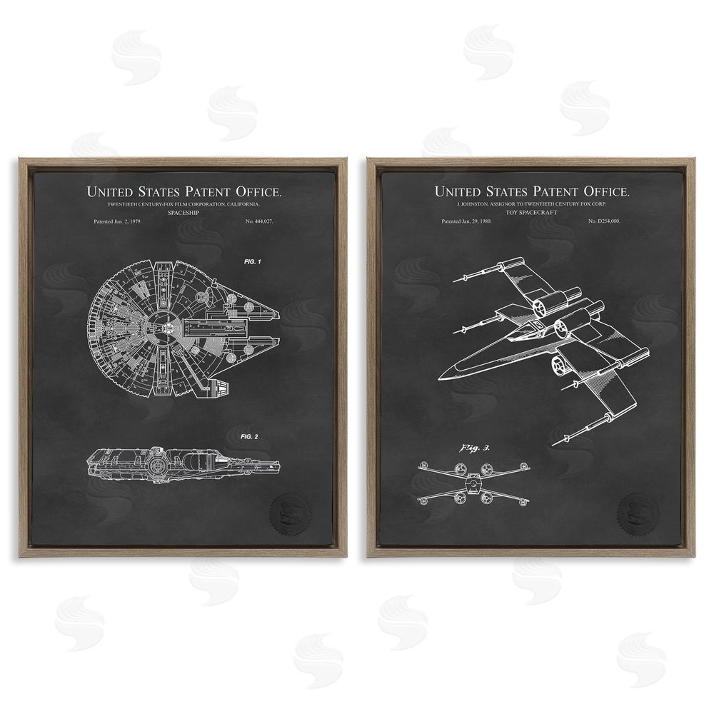 Karl Hronek Space Ships Science Fiction Pop Culture  Brown Floating Frame Canvas Wall Art Print