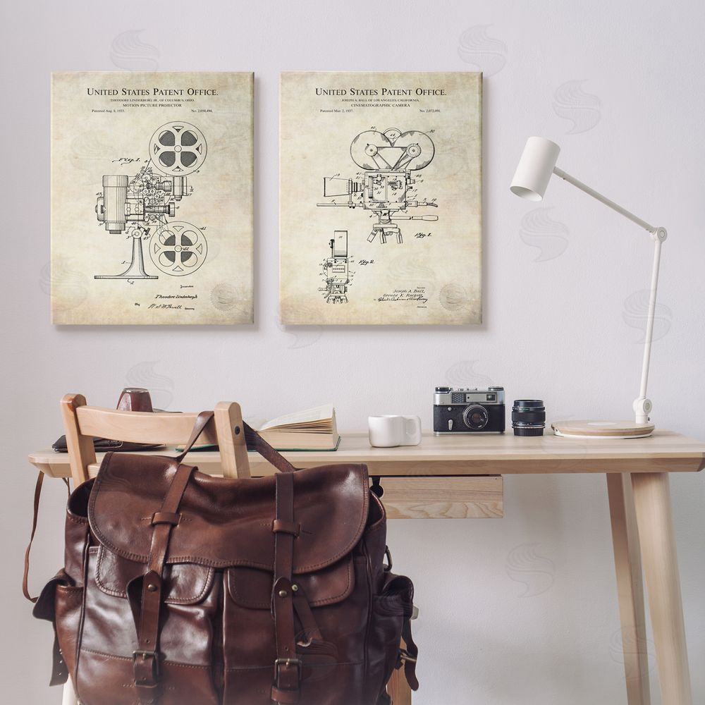 Karl Hronek Vintage Movie Camera Cinema Projector Canvas Wall Art Print in Room