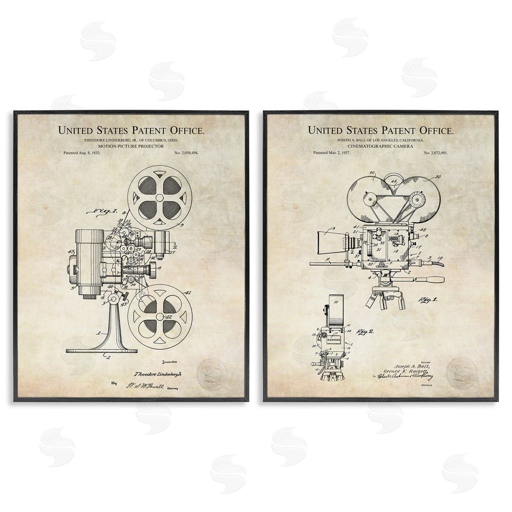 Karl Hronek Vintage Movie Camera Cinema Projector Black Framed Giclee Wall Art Print