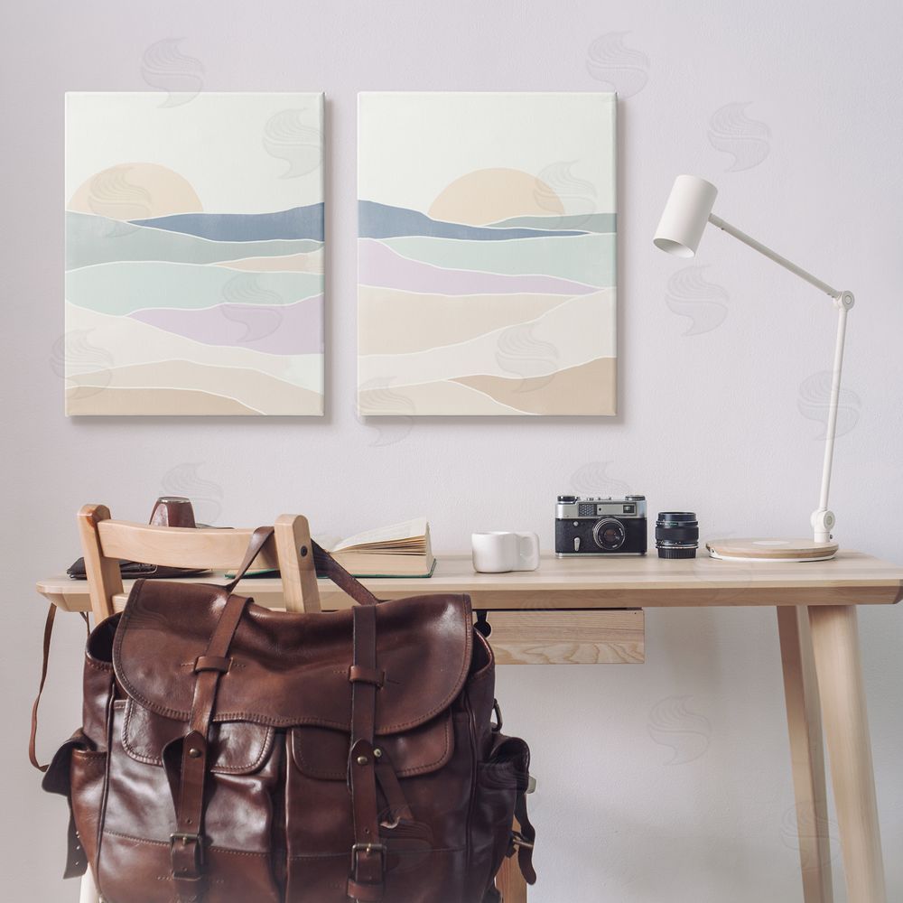 June Erica Vess Layered Sunrise Landscape Landforms Canvas Wall Art Print in Room