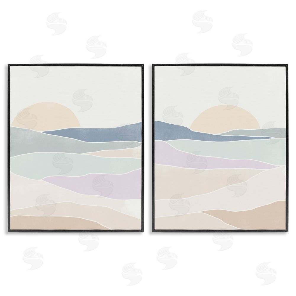 June Erica Vess Layered Sunrise Landscape Landforms Black Framed Giclee Wall Art Print