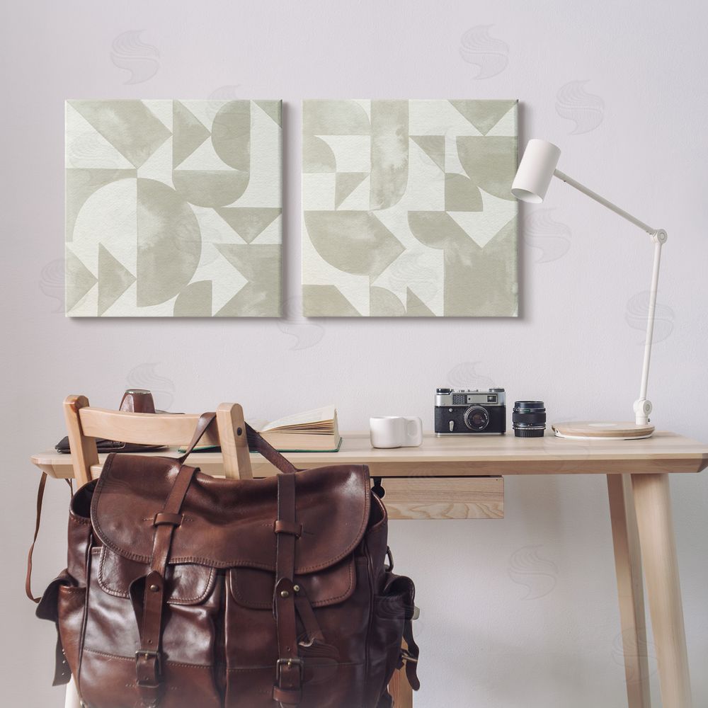 Grace Popp Abstract Geometric Triangle Shapes Painterly Canvas Wall Art Print in Room