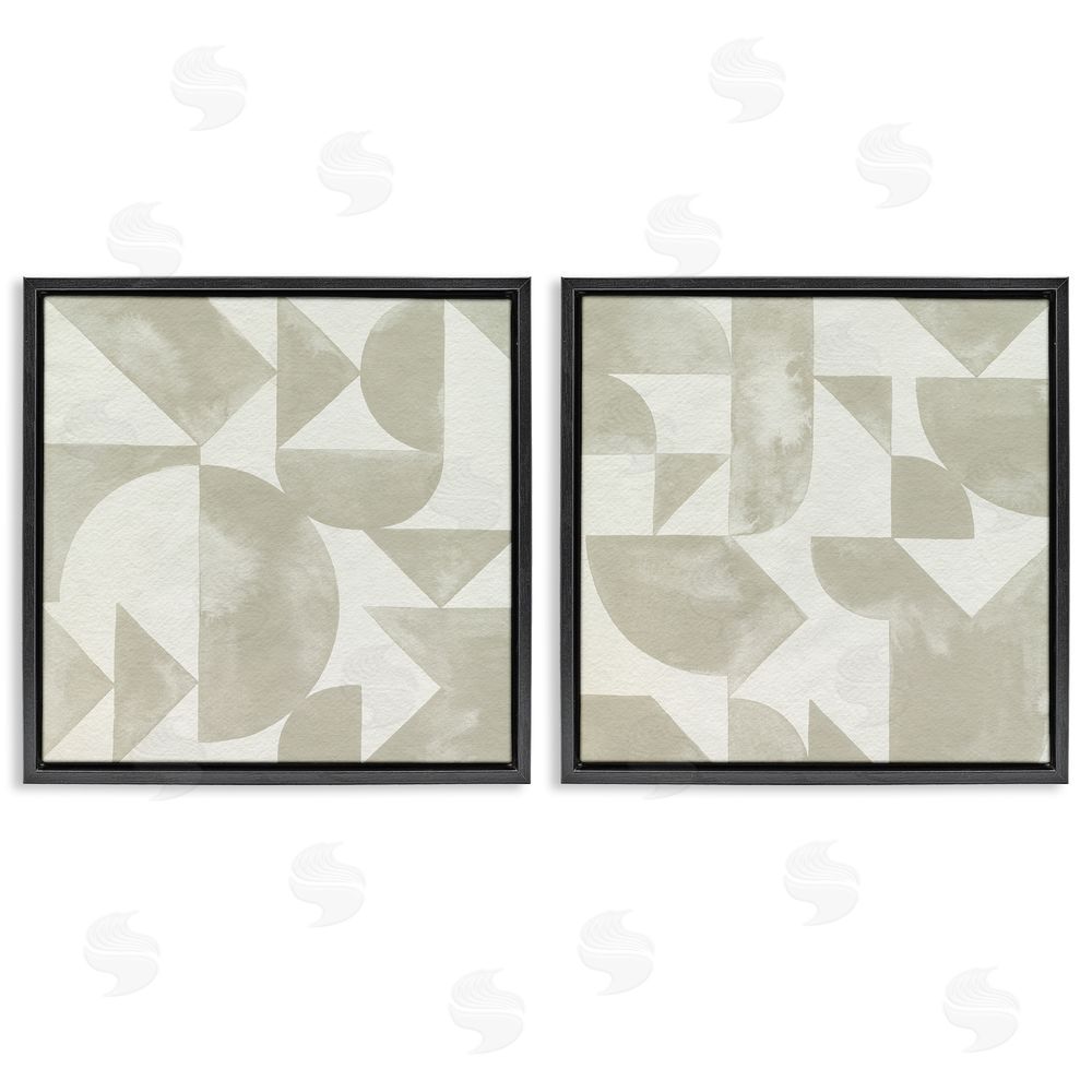 Grace Popp Abstract Geometric Triangle Shapes Painterly Black Floating Frame Canvas Wall Art Print