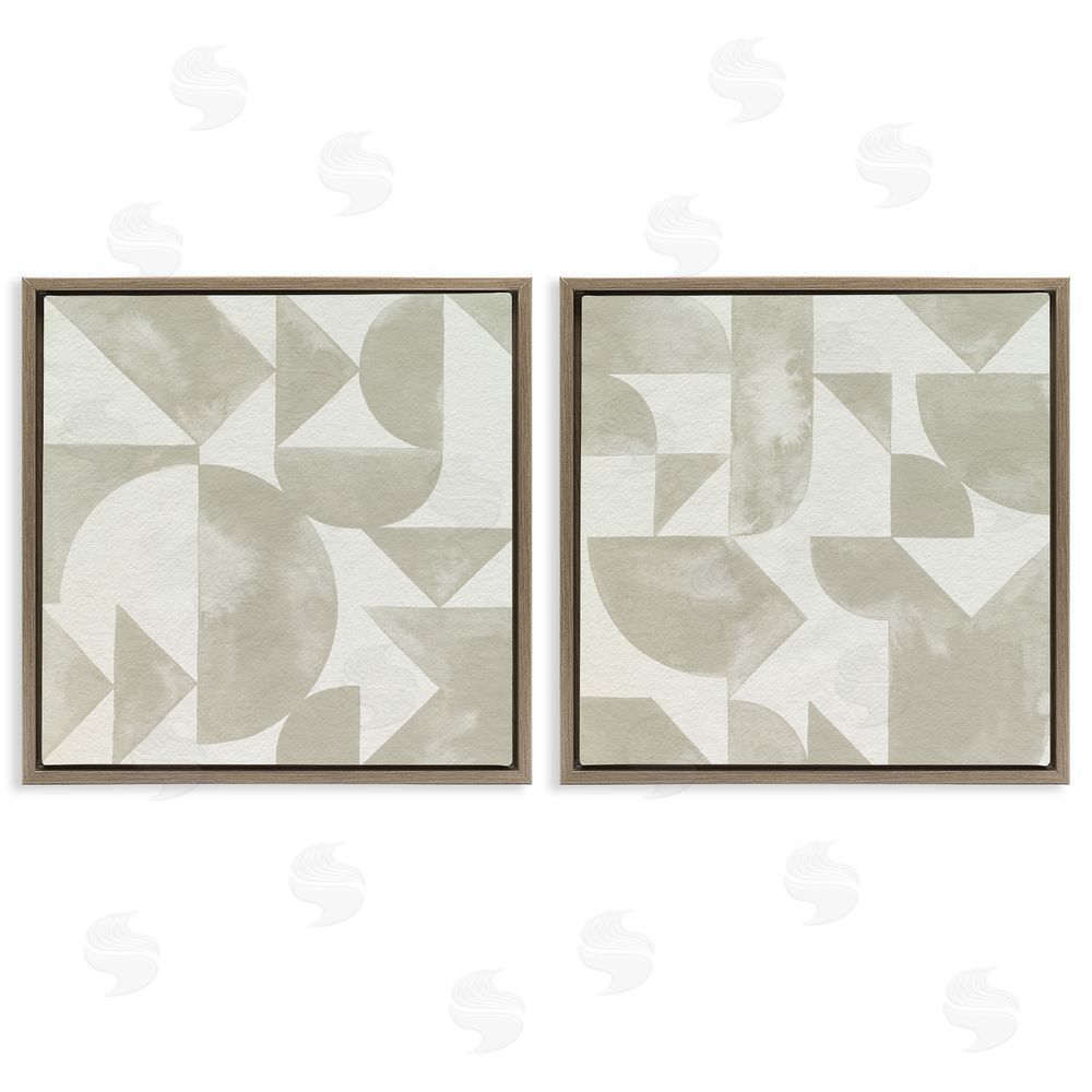 Grace Popp Abstract Geometric Triangle Shapes Painterly Brown Floating Frame Canvas Wall Art Print