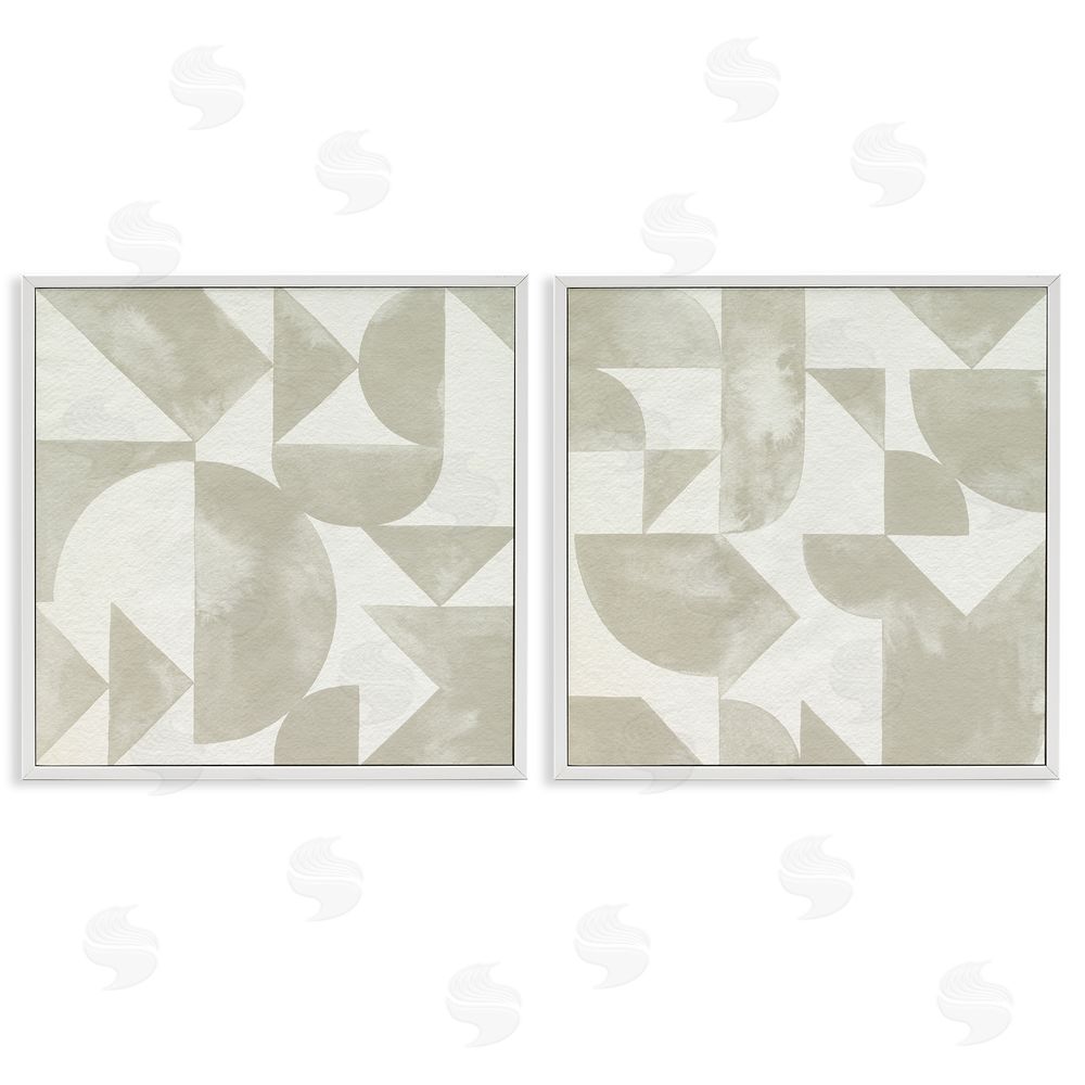 Grace Popp Abstract Geometric Triangle Shapes Painterly White Framed Giclee Wall Art Print