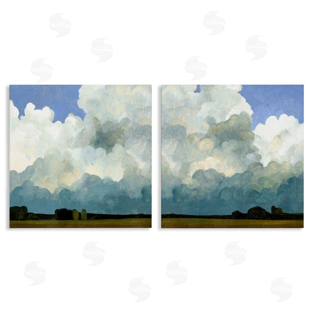 Emma Caroline Fluffy Clouds Countryside Sky Nature Canvas Wall Art Print