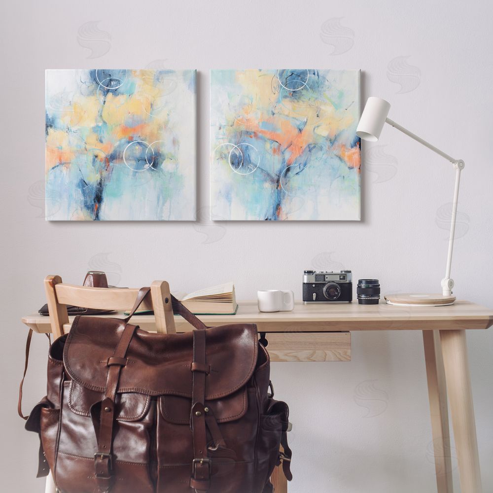 Tim O'Toole Abstract Blossoms Layered Circle Shapes Canvas Wall Art Print in Room