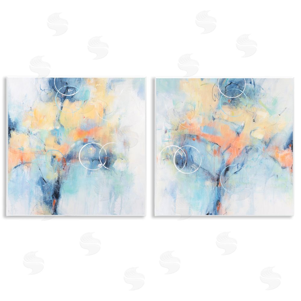 Tim O'Toole Abstract Blossoms Layered Circle Shapes Wooden Wall Plaque Art Print