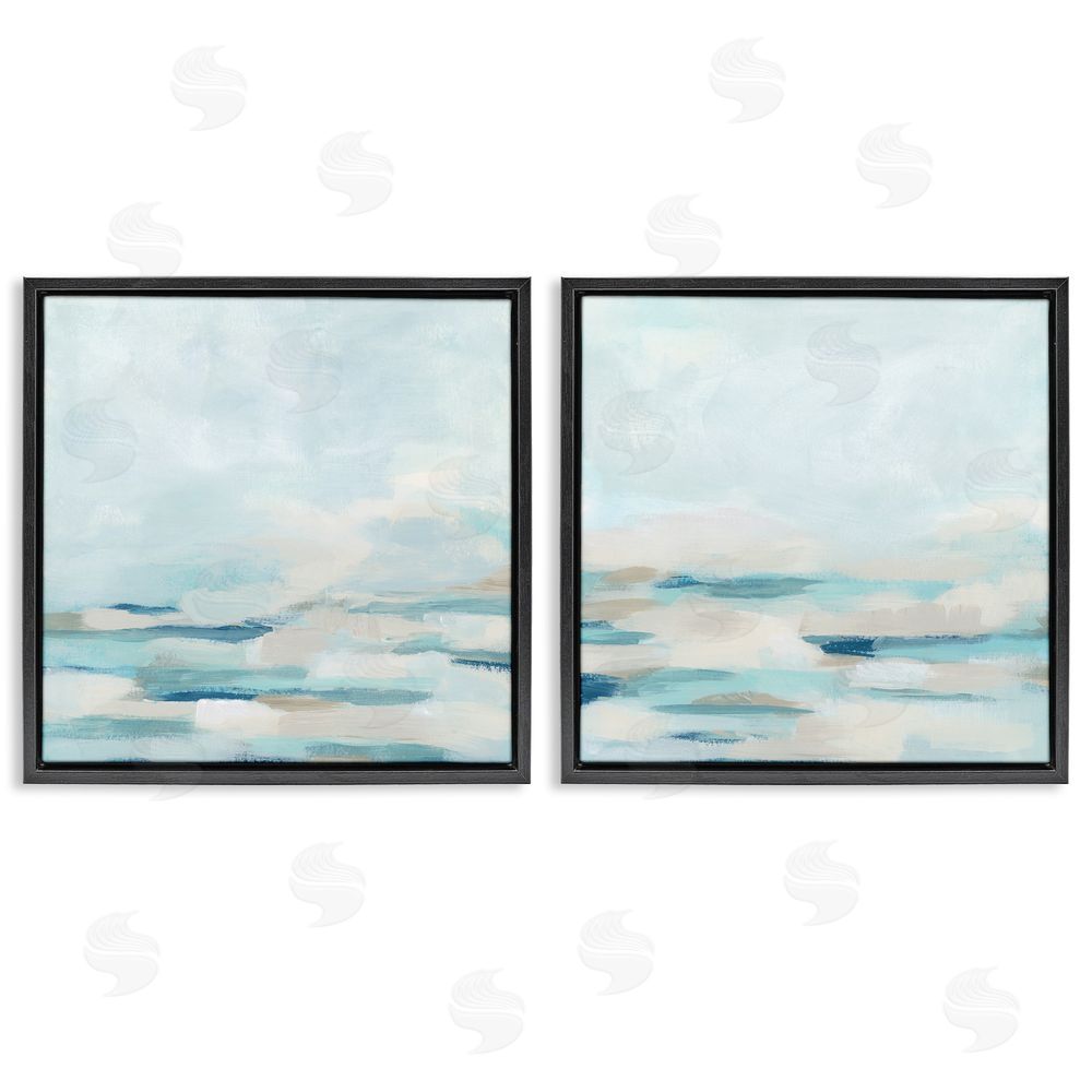June Erica Vess Abstract Ocean Waves Scenic Landscape Black Floating Frame Canvas Wall Art Print