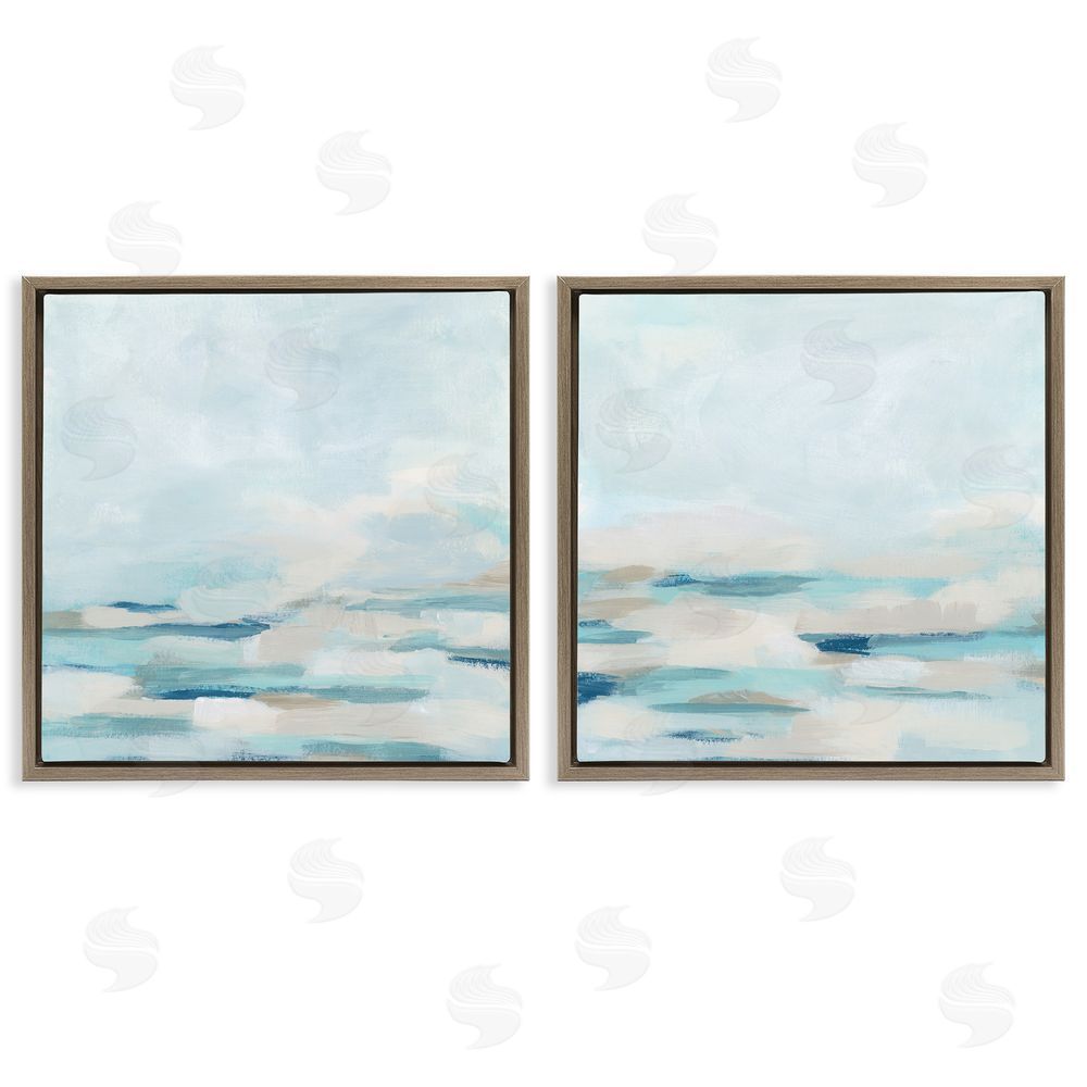 June Erica Vess Abstract Ocean Waves Scenic Landscape Brown Floating Frame Canvas Wall Art Print