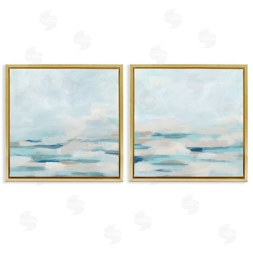 June Erica Vess Abstract Ocean Waves Scenic Landscape Gold Floating Frame Canvas Wall Art Print