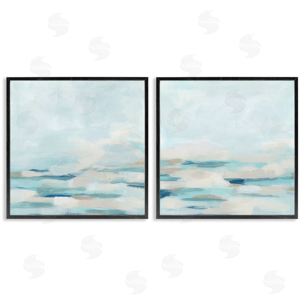 June Erica Vess Abstract Ocean Waves Scenic Landscape Black Framed Giclee Wall Art Print
