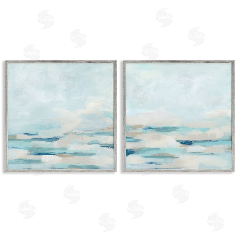 June Erica Vess Abstract Ocean Waves Scenic Landscape Gray Framed Giclee Wall Art Print