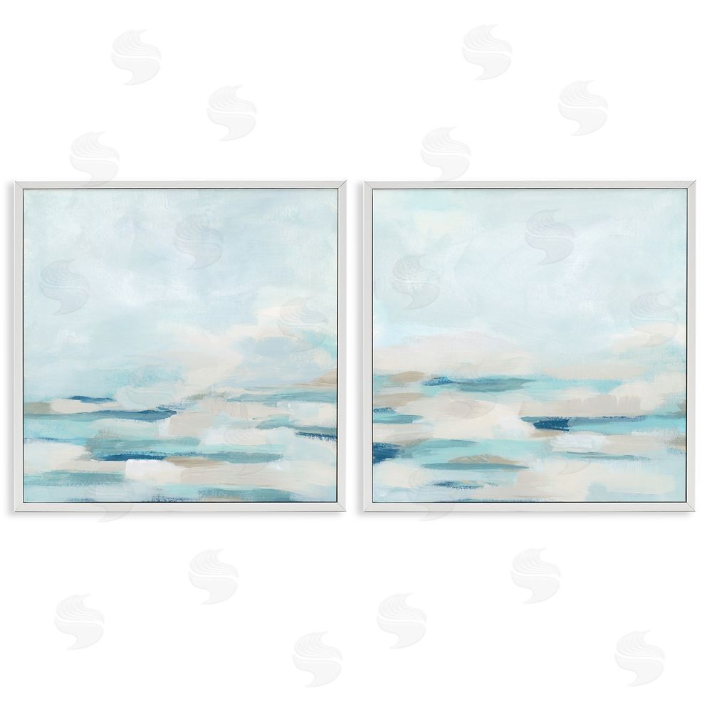 June Erica Vess Abstract Ocean Waves Scenic Landscape White Framed Giclee Wall Art Print