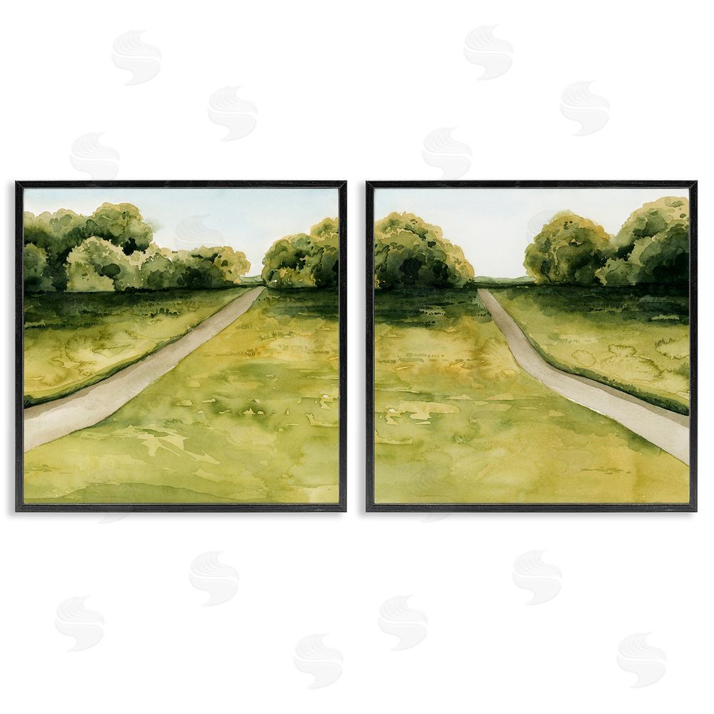 Grace Popp Distant Rural Path Greenery Black Framed Giclee Wall Art Print