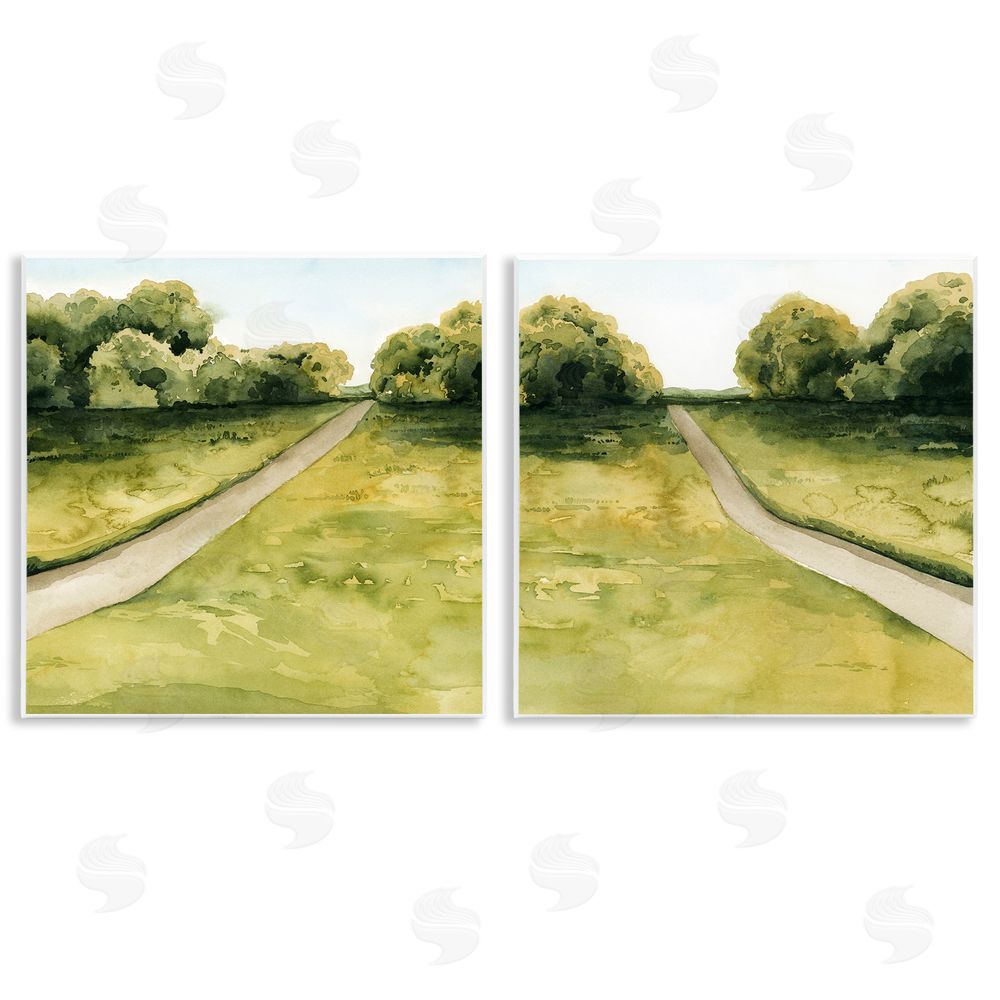 Grace Popp Distant Rural Path Greenery Wooden Wall Plaque Art Print
