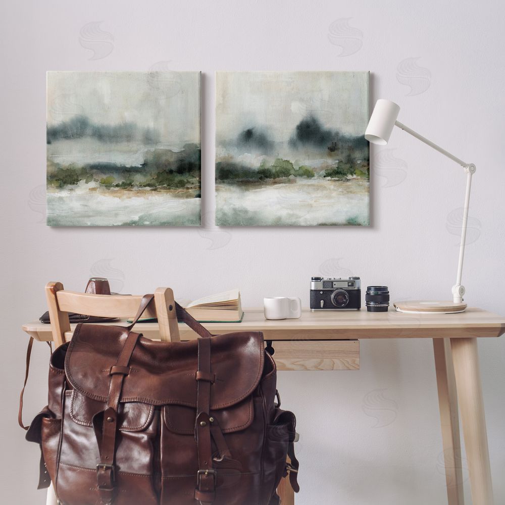 Carol Robinson Somber Abstract Landscape Mountain Canvas Wall Art Print in Room