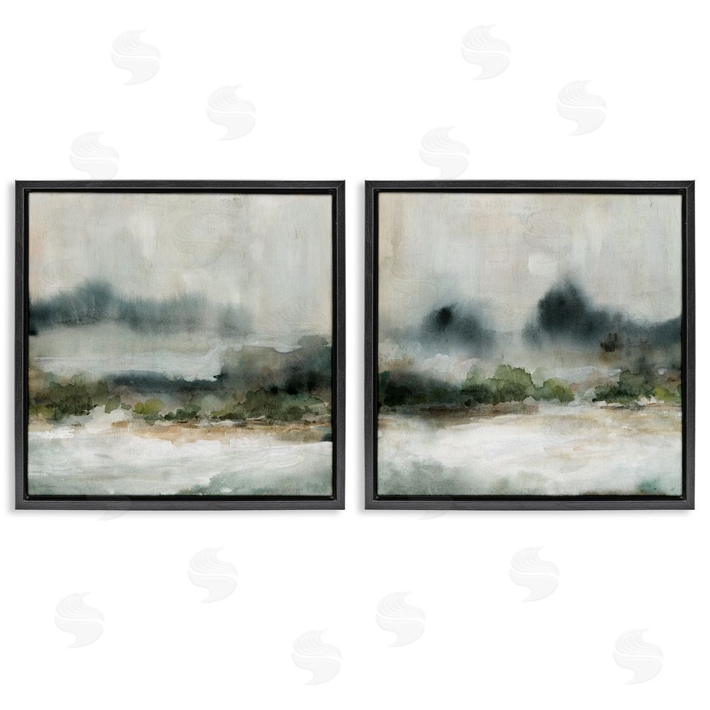 Carol Robinson Somber Abstract Landscape Mountain Black Floating Frame Canvas Wall Art Print